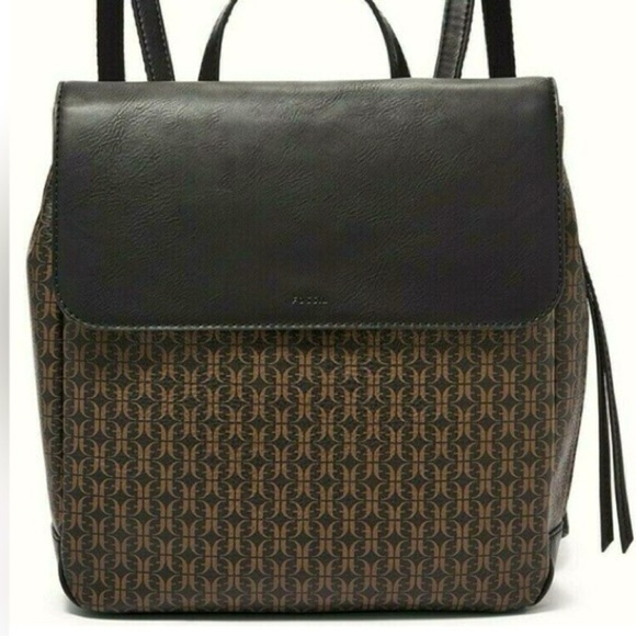 Fossil Handbags - Fossil | Claire Black Brown Signature Backpack